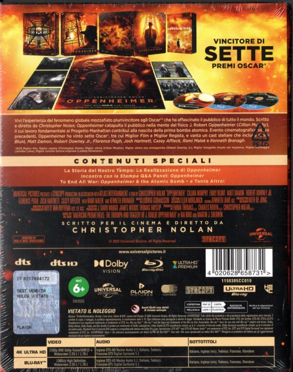 OPPENHEIMER - Collector’s Edition (4K Ultra HD + 2 Blu-Ray Disc - SteelBook) - immagine 4