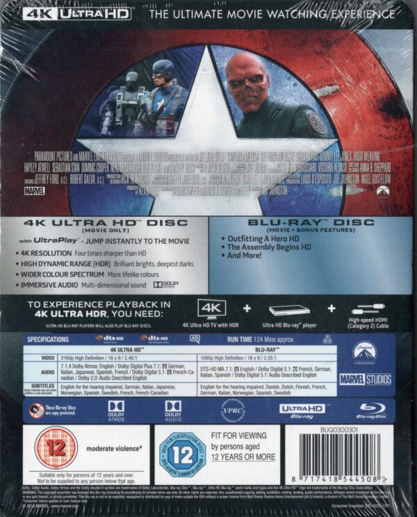 CAPTAIN AMERICA Trilogia ( 4K Ultra HD + 5 Blu-Ray Disc) - immagine 4